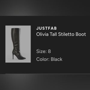 Justfab Olivia Tall Stiletto Boot Size 8
